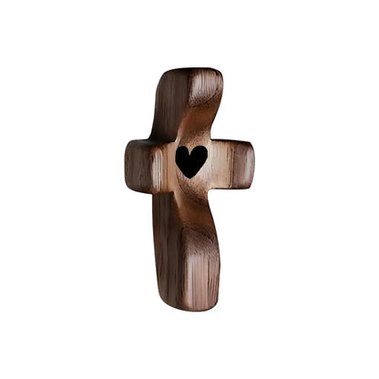 Set of 5 Black Peachwood Heart Cross – Multi-functional Spiritual Symbols for Home and Office, Religious, Ornaments Mini - Mekamart Australia