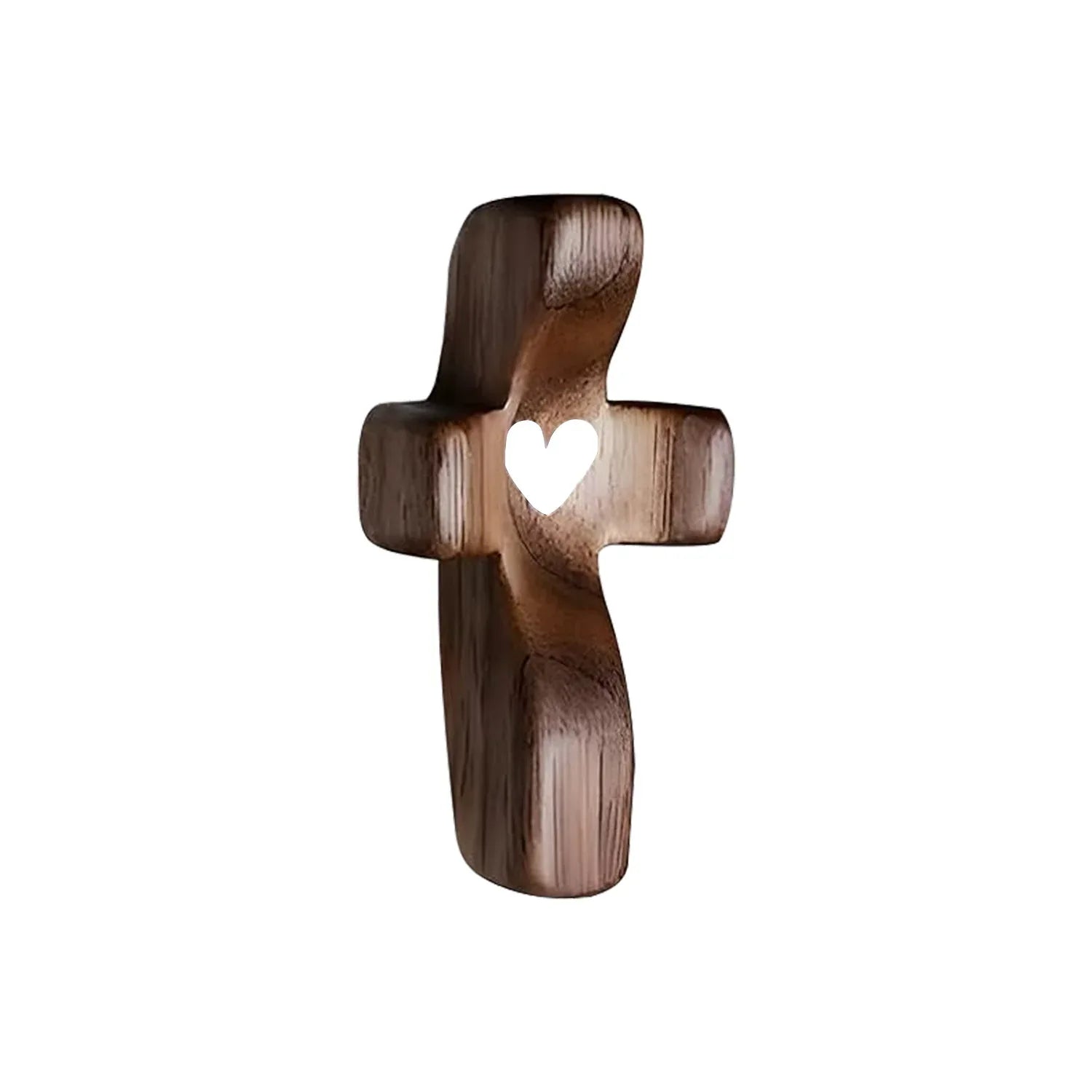 Set of 5 White Peachwood Heart Cross – Multi-functional Spiritual Symbols for Home and Office, Religious, Ornaments Mini - Mekamart Australia