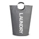 Dark Grey Oxford Fabric Large-capacity Foldable Dirty Clothes Basket (38×72CM) - With Waterproof Coating & Aluminum Carry Handles For Laundry Room Dorm