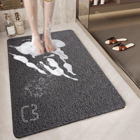 Black Cat Head Design Loofah Texture Shower Mat (40x80cm) - Non-Slip PVC Bathroom Floor Mat with Drainage, Quick-Dry, Anti-Mould - Mekamart Australia