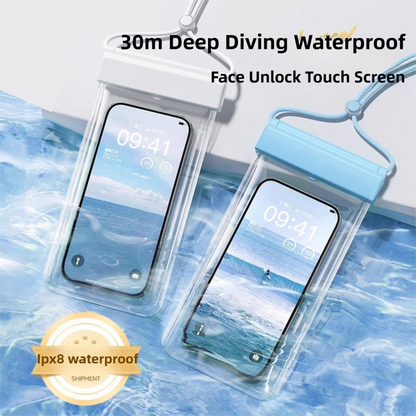 3-PCS White IPX8 Waterproof Phone Pouch(19×11 CM) - Universal Touch Screen & Underwater Photo Case for Swimming, Snorkeling, and Beach