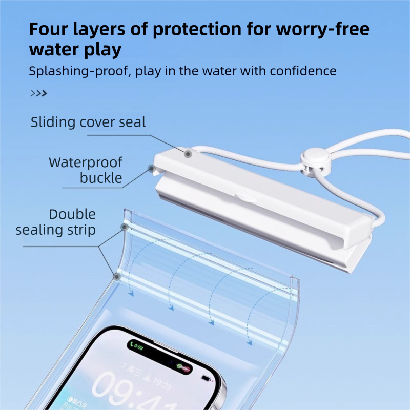 3-PCS Blue IPX8 Waterproof Phone Pouch(19×11 CM) - Universal Touch Screen & Underwater Photo Case for Swimming, Snorkeling, and Beach