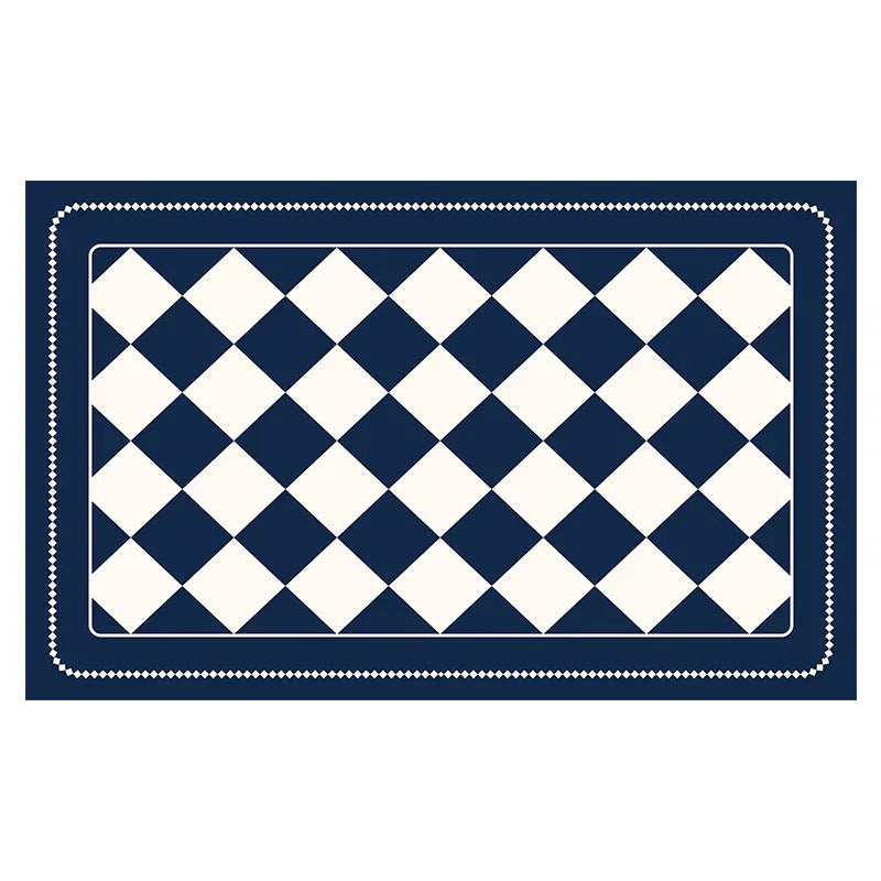 Dark Blue Checkered Design Loofah Texture Shower Mat (40x60cm) - Non-Slip PVC Bathroom Floor Mat, Quick-Draining, Anti-Mould & Massage Pad - Mekamart Australia