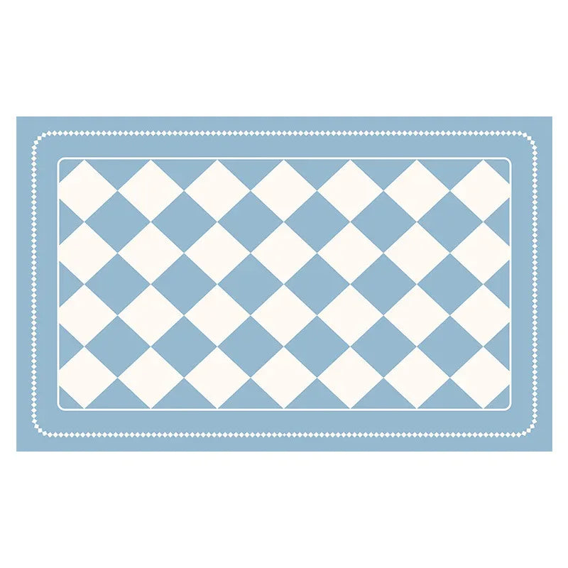 Light Blue Checkered Design Loofah Texture Shower Mat (40x80cm) - Non-Slip PVC Bathroom Floor Mat, Quick-Draining, Anti-Mould & Massage Pad - Mekamart Australia