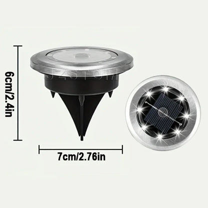 4-Pack Solar LED In-Ground White Light Set (Single 7.1x7.1x6.1cm) - Stainless Steel Waterproof Outdoor Garden Pathway and Landscape Spike Lamp - Mekamart Australia
