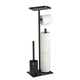 3-in-1 Freestanding Toilet Paper Holder - Thick Carbon Steel with Matte Black Finish, Storage Top, Paper Roll Holder, and Integrated Brush Holder - Mekamart Australia