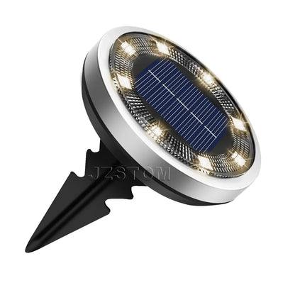 4-Pack New Solar LED In-Ground Yellow Lights (Single 8.3x8.3x10 cm) - Stainless Steel & ABS Waterproof Outdoor Garden Pathway and Landscape Spike Lamp - Mekamart Australia