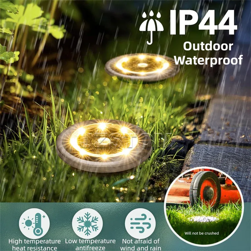 4-Pack Classic Large 8 LED Solar In-Ground White Light Set (12 x 12 x 13 cm) - Stainless Steel Waterproof Garden Spike Lamps for Lawn & Pathway - Mekamart Australia