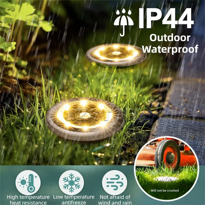 4-Pack Classic Large 8 LED Solar In-Ground White Light Set (12 x 12 x 13 cm) - Stainless Steel Waterproof Garden Spike Lamps for Lawn & Pathway - Mekamart Australia