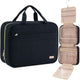 Black Large Capacity Hanging Toiletry Bag for Women(30.5 x 22.5 x 12 cm) - Checked Pattern Waterproof Cosmetic Organizer, Dry/Wet Separation & Multi-Compartment - Mekamart Australia
