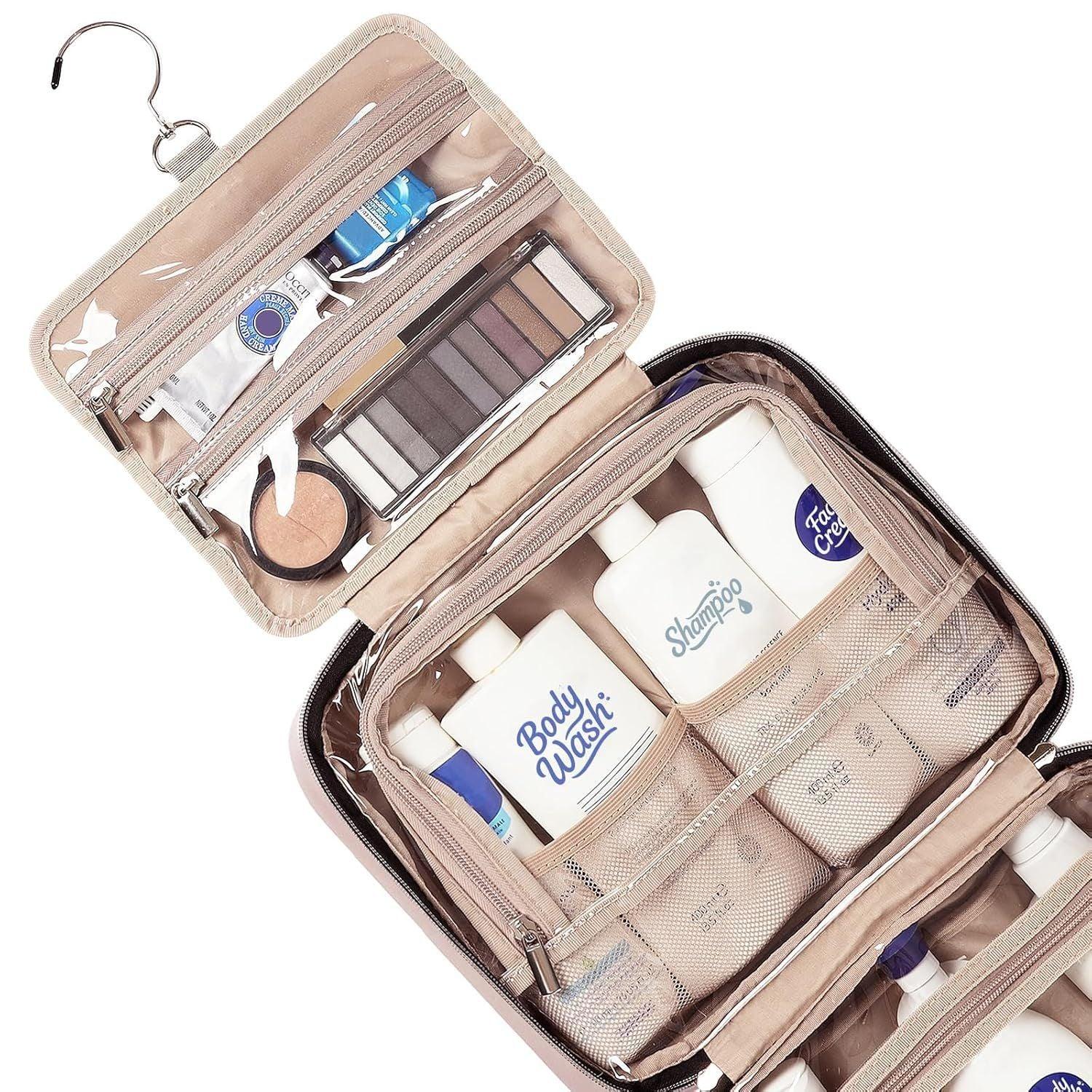 Green Large Capacity Hanging Toiletry Bag for Women(30.5 x 22.5 x 12 cm) - Checked Pattern Waterproof Cosmetic Organizer, Dry/Wet Separation & Multi-Compartment - Mekamart Australia