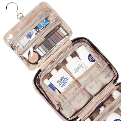 Purple Large Capacity Hanging Toiletry Bag for Women(30.5 x 22.5 x 12 cm) - Checked Pattern Waterproof Cosmetic Organizer, Dry/Wet Separation & Multi-Compartment - Mekamart Australia