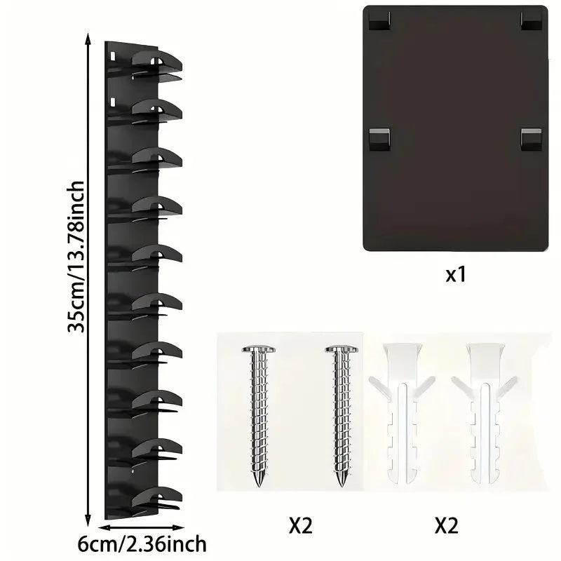 2-Pack 10-Tier Black Wall-Mounted Hat Rack with Installation Accessories - Space-Saving Plastic Baseball Cap and Other Hat Organizers - Mekamart Australia