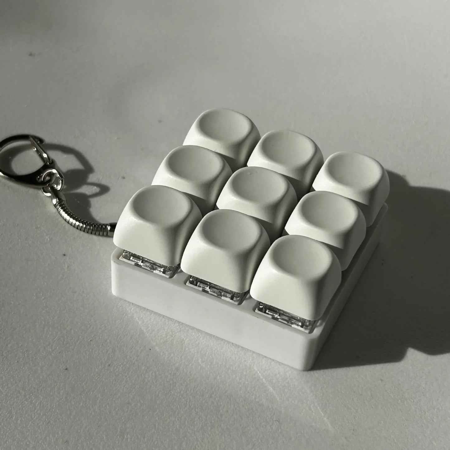 2-Pack White Mechanical 9-Keyboard Fingertip Toy Keychain - Key Pressure Relief, PVC Fingertip Toy - Mekamart Australia