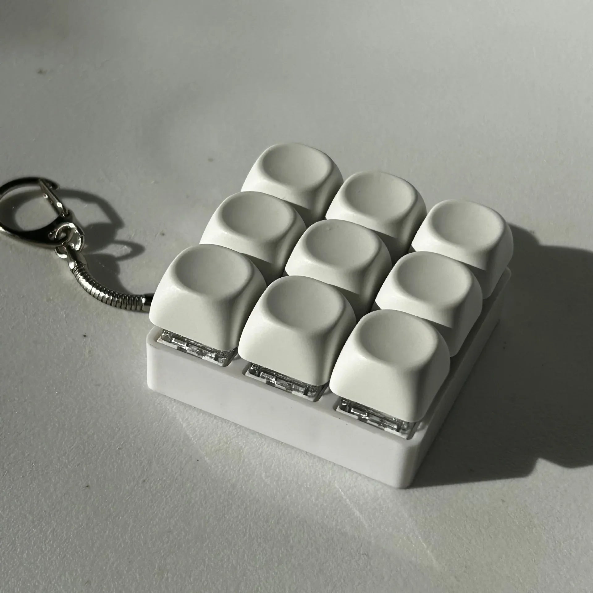2-Pack White Mechanical 9-Keyboard Fingertip Toy Keychain - Key Pressure Relief, PVC Fingertip Toy - Mekamart Australia