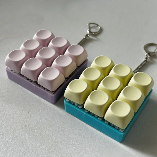2-Pack White Mechanical 9-Keyboard Fingertip Toy Keychain - Key Pressure Relief, PVC Fingertip Toy - Mekamart Australia