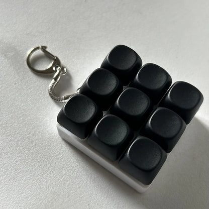 2-Pack Black Mechanical 9-Keyboard Fingertip Toy Keychain - Key Pressure Relief, PVC Fingertip Toy - Mekamart Australia