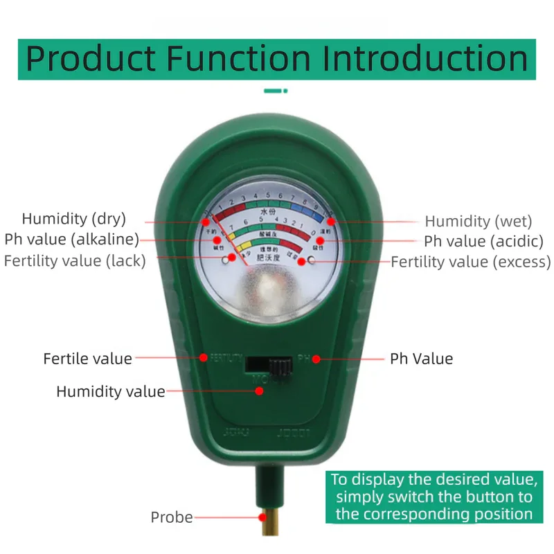 3-in-1 Mechanical Pointer Soil Meter - No Batteries Required, Measures Fertility, Moisture, and pH for Gardening - Mekamart Australia