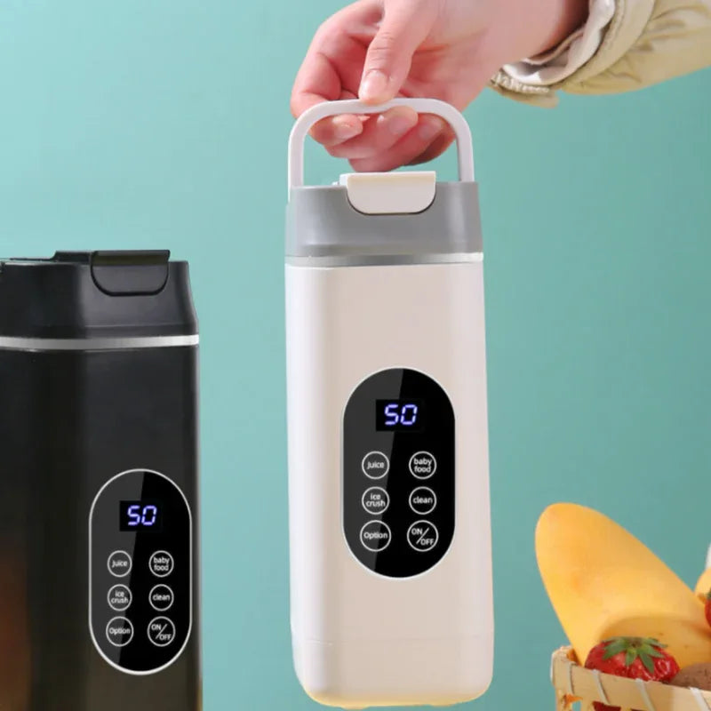 Black Portable Wireless 420ML Blender Bottle (8.7x8.7x23.2CM) - 12-Blade Crushing Power, Self-Cleaning, USB Rechargeable for Juices & Smoothies - Mekamart Australia