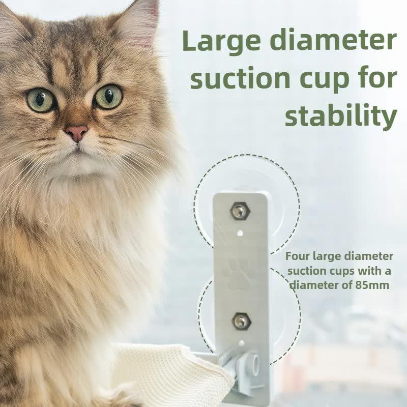 Foldable Window Faux Rabbit Fur Cat Perch(52 x 30 cm) - Warm Soft Plush Hammock with Strong 85mm Dual Suction Cups for Indoor Pets - Mekamart Australia
