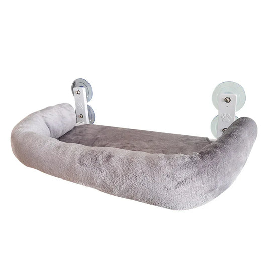 Foldable Window Thickened Plush Cat Perch(52 x 30 cm) - Warm Soft Plush Hammock with Strong 85mm Dual Suction Cups for Indoor Pets - Mekamart Australia