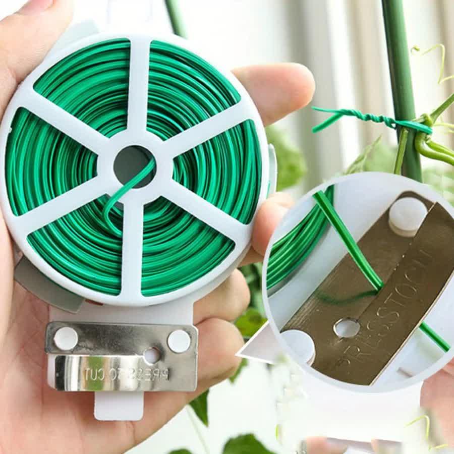 4-Rolls 100M Multifunctional Plastic Steel Twist Tie with Cutter - Sturdy Reusable Plant Support & Climbing Vine Tie - Mekamart Australia