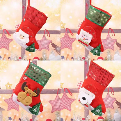 E4-3 Snowman Sequin Christmas Stocking(25x19CM) - Glitter Hanging Gift Bag for Tree Decor - Mekamart Australia