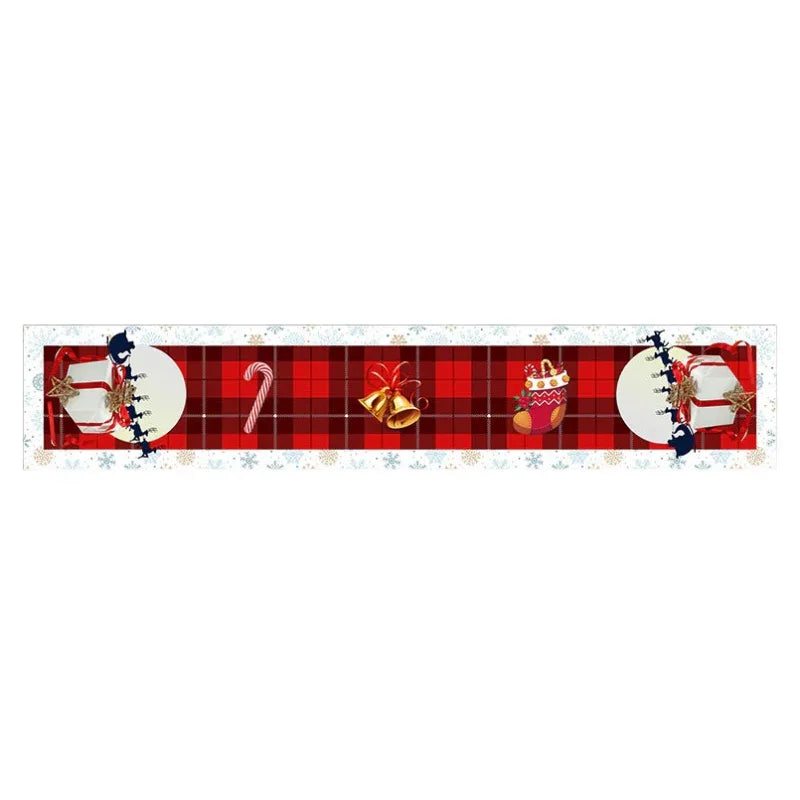 Style-3 New Year & Christmas Table Runner(33 x 180 CM) - Festive Linen Tablecloth, Digital Print Christmas Decor - Mekamart Australia