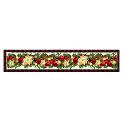 Style-6 New Year & Christmas Table Runner(33 x 180 CM) - Festive Linen Tablecloth, Digital Print Christmas Decor - Mekamart Australia