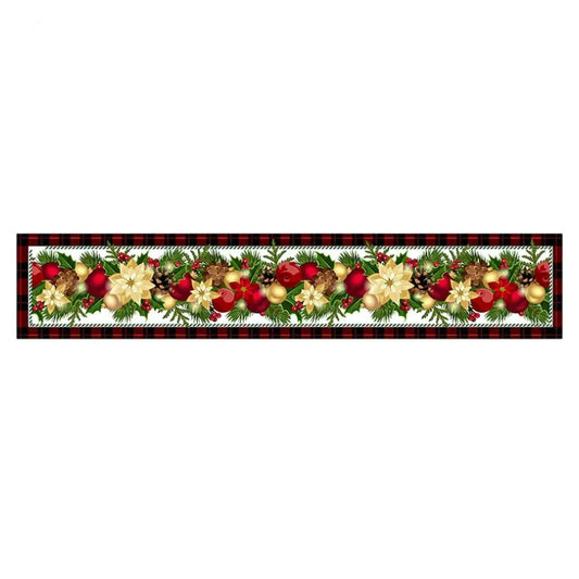 Style-6 New Year & Christmas Table Runner(33 x 180 CM) - Festive Linen Tablecloth, Digital Print Christmas Decor - Mekamart Australia