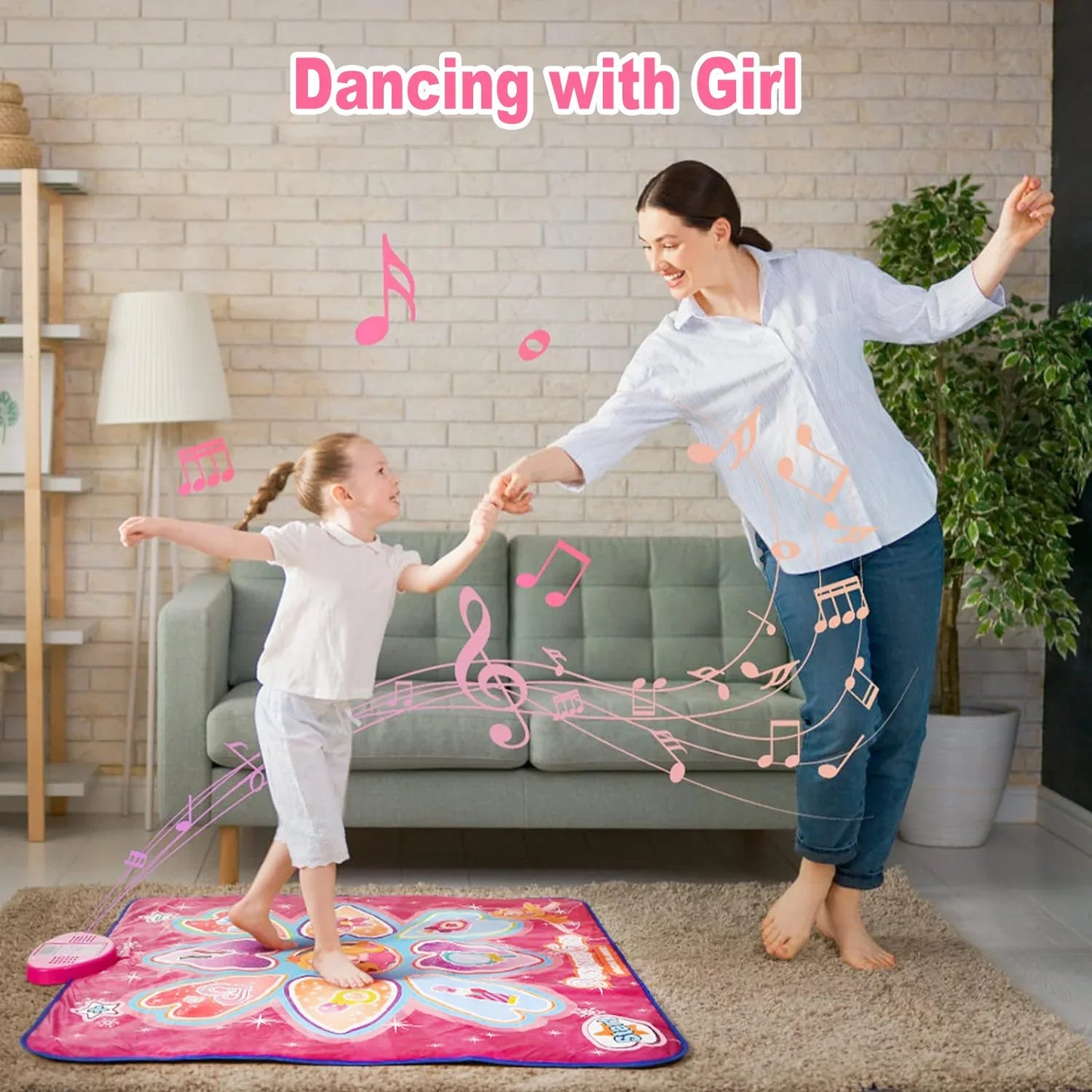 Purple Wireless Kids Electronic Princess Dance Mat & Music Playmat(90x90CM) - 7 Modes Foot Game Pad Toy with Digital Score Display - Mekamart Australia