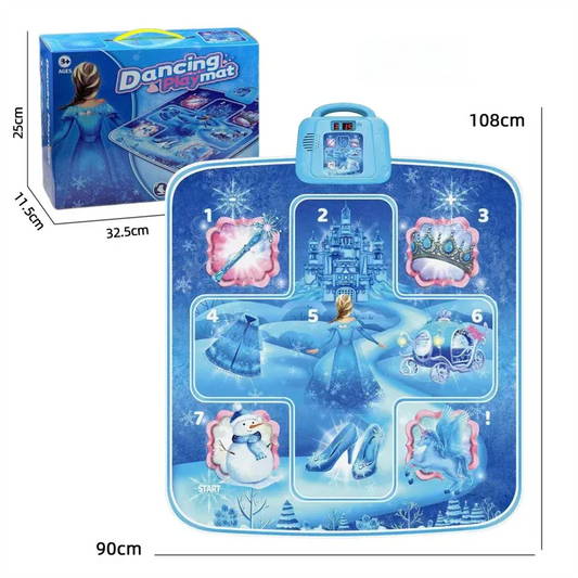 Blue Wireless Kids Electronic Princess Dance Mat & Music Playmat(90x108CM) - 7 Modes Foot Game Pad Toy with Digital Score Display - Mekamart Australia