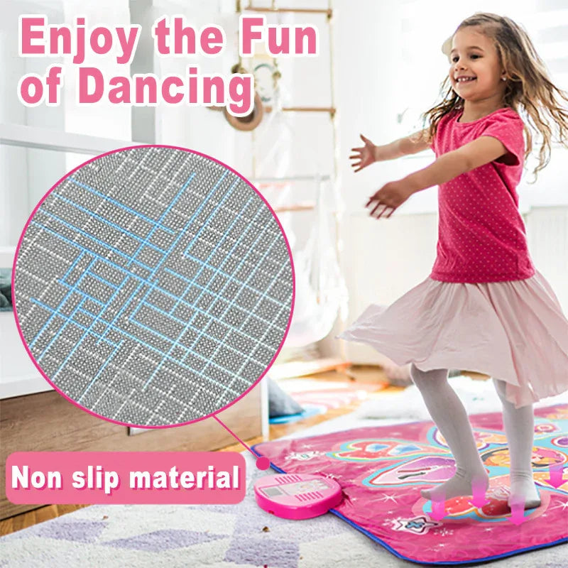 Blue Wireless Kids Electronic Princess Dance Mat & Music Playmat(90x108CM) - 7 Modes Foot Game Pad Toy with Digital Score Display - Mekamart Australia