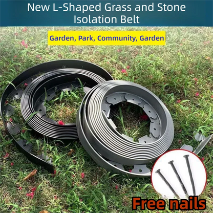Black L-Shape PE Landscape Edging Roll Kit (5CM Height x 10M Long) - Anti-Root Lawn & Garden Divider with 30 Ground Stakes - Mekamart Australia