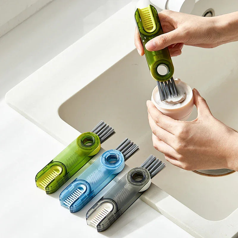 2-Packs 3-in-1 Green Portable & Compact U-Shape Deeply-Cleaning Brush - Multi-Functional Gap Scrubber for Lids, Mugs, and Baby Bottles - Mekamart Australia