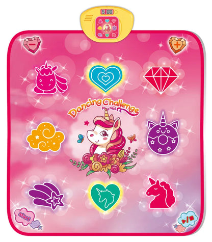 2-Pack Kids Multifunctional Electronic Dance Mat(100x87CM) - Unicorn & Purple Ornament Theme Play Mat with Sound Recognition for Early Education and Physical Exercise - Mekamart Australia