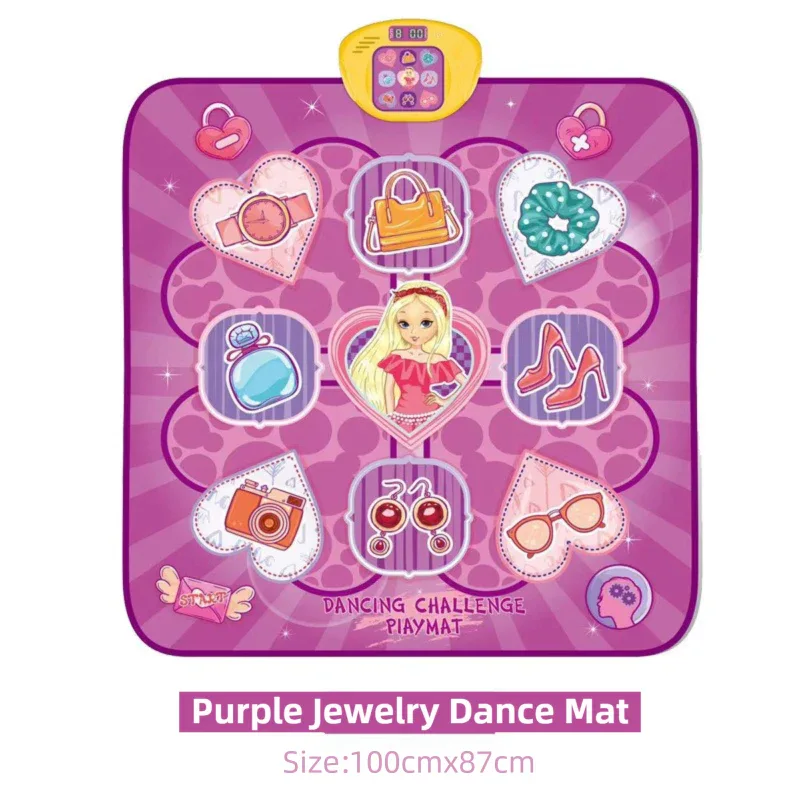 2-Pack Kids Multifunctional Electronic Dance Mat(100x87CM) - Unicorn & Purple Ornament Theme Play Mat with Sound Recognition for Early Education and Physical Exercise - Mekamart Australia