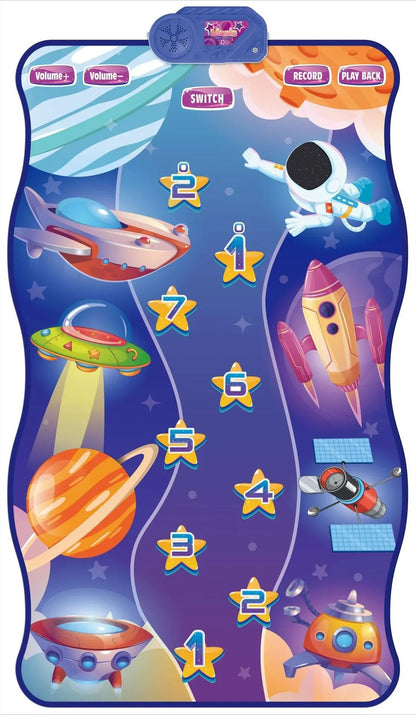 2-Pack Kids Multifunctional Electronic Dance Mat - Undersea World & Space Theme Play Mat with Sound Recognition for Early Education and Physical Exercise - Mekamart Australia