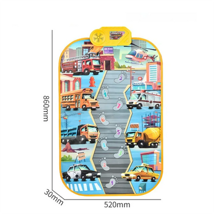 2-Pack Kids Multifunctional Electronic Dance Mat(52x86CM) - Dinosaur & Transport Theme Play Mat with Sound Recognition for Early Education and Physical Exercise - Mekamart Australia