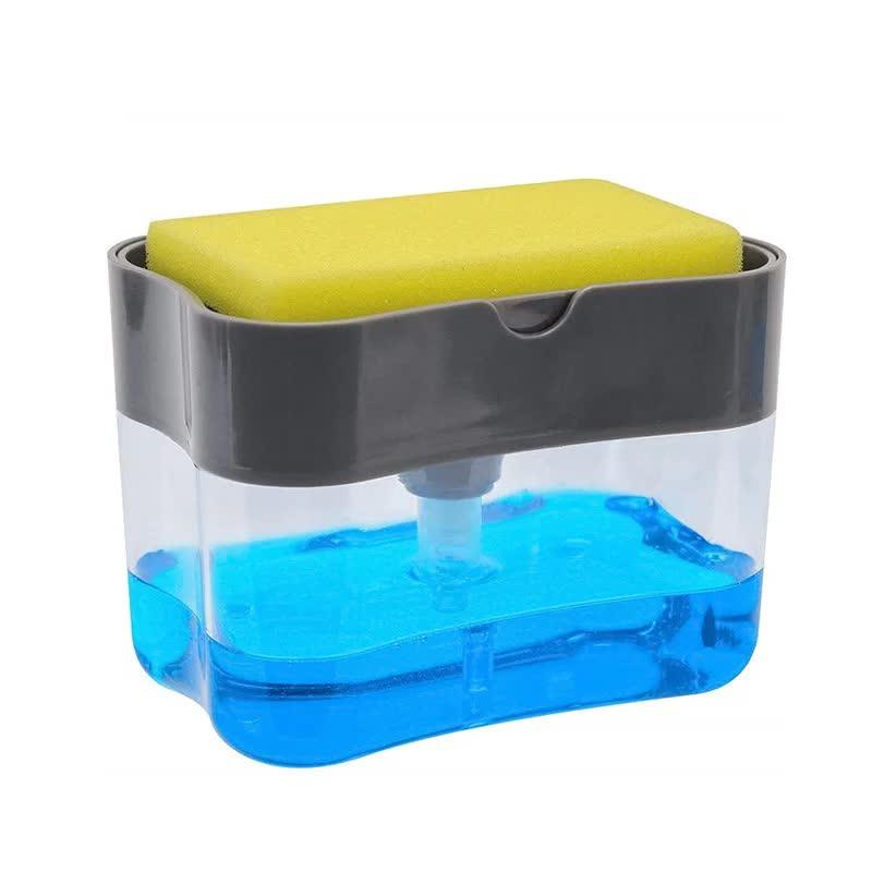 2-Pack Black Kitchen Press-Type Dish Soap Dispenser & Sponge Caddy - 2-in-1 Automatic Liquid Pump for Dish Scrubbers & Scouring Pads - Mekamart Australia