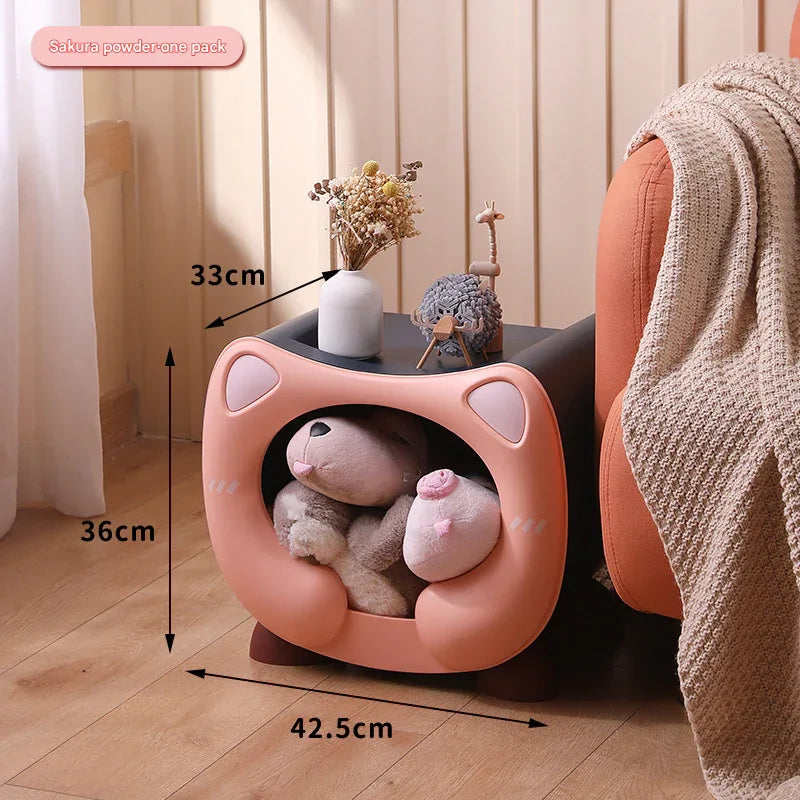 Pink Cute Cat-Themed Stackable Storage Bin - Multi-purpose Pet Bed & Toy Organizer - Mekamart Australia