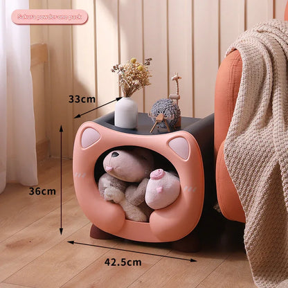 Pink Cute Cat-Themed Stackable Storage Bin - Multi-purpose Pet Bed & Toy Organizer - Mekamart Australia