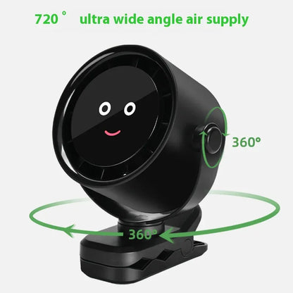 Black Portable Stroller Fan with LED Display - Bladeless Safety Clip-On Fan for Baby & Desk (4000mAh, 360 degree Rotation) - Mekamart Australia