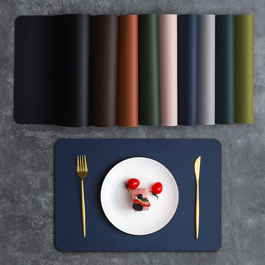 2-PCS Dark brown and ivory white PVC Double-Sided Lychee Texture Table Mat - Waterproof, Heat-Resistant & Easy to Clean for Home and Hotel Use