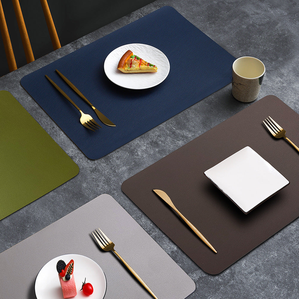 2-PCS Dark brown and ivory white PVC Double-Sided Lychee Texture Table Mat - Waterproof, Heat-Resistant & Easy to Clean for Home and Hotel Use