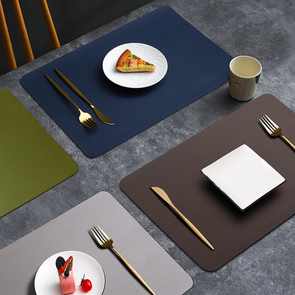 2-PCS Dark brown and ivory white PVC Double-Sided Lychee Texture Table Mat - Waterproof, Heat-Resistant & Easy to Clean for Home and Hotel Use