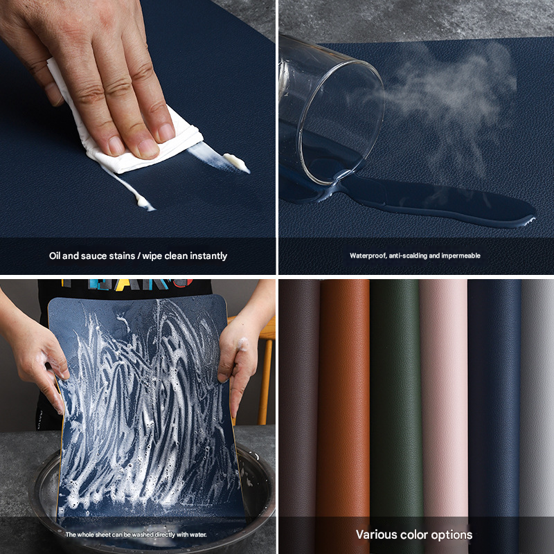 2-PCS Dark brown and ivory white PVC Double-Sided Lychee Texture Table Mat - Waterproof, Heat-Resistant & Easy to Clean for Home and Hotel Use