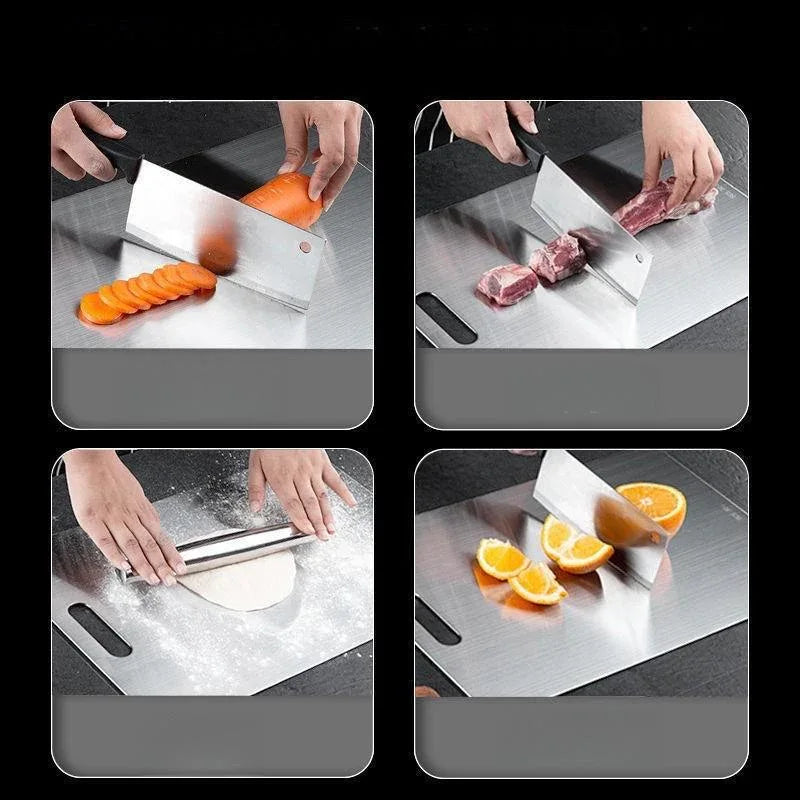 Dual-Sided Stainless Steel Chopping Board - Hygienic & Durable Kitchen Cutting Board for Meat, Veggies & More(28*39cm) - Mekamart Australia