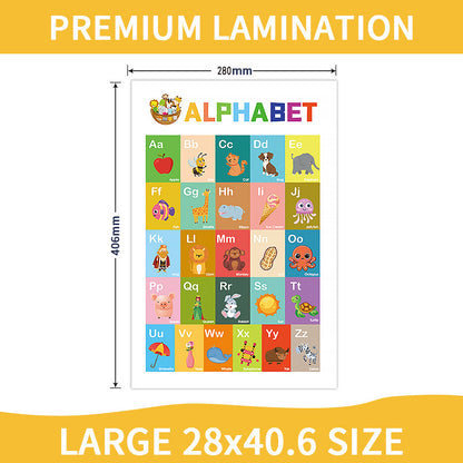12-Pack Educational Posters for Kids - Laminated Preschool & Kindergarten Learning Charts - ABCs, Numbers, Shapes, Solar System, Weather & More