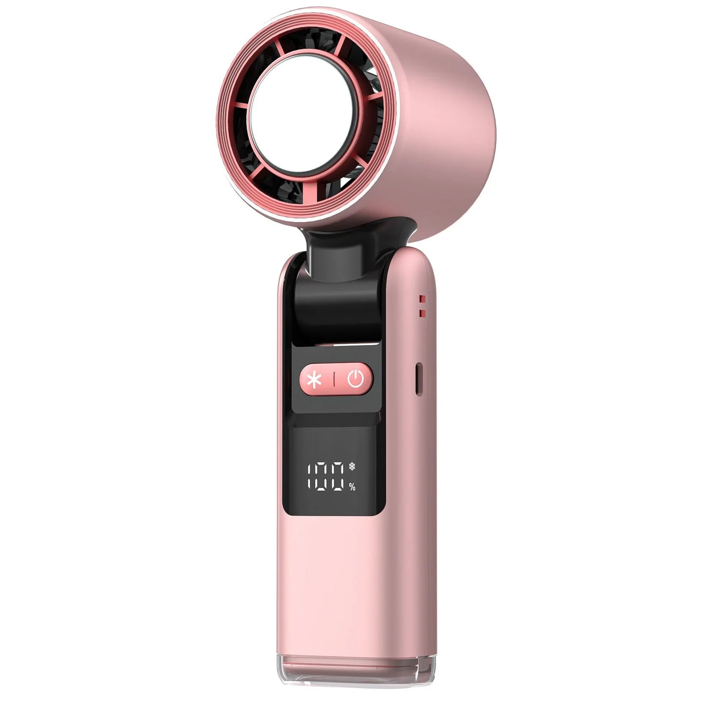 Pink New 100-Speed Portable Handheld Fan - Rechargeable Folding Turbo Mini USB Fan with Superconducting Cooling - Mekamart Australia
